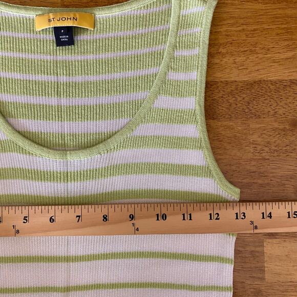 St. John Women’s Key‎ Lime Striped Knit Cardigan Sweater and Tank 2 Piece Set - Picture 12 of 14